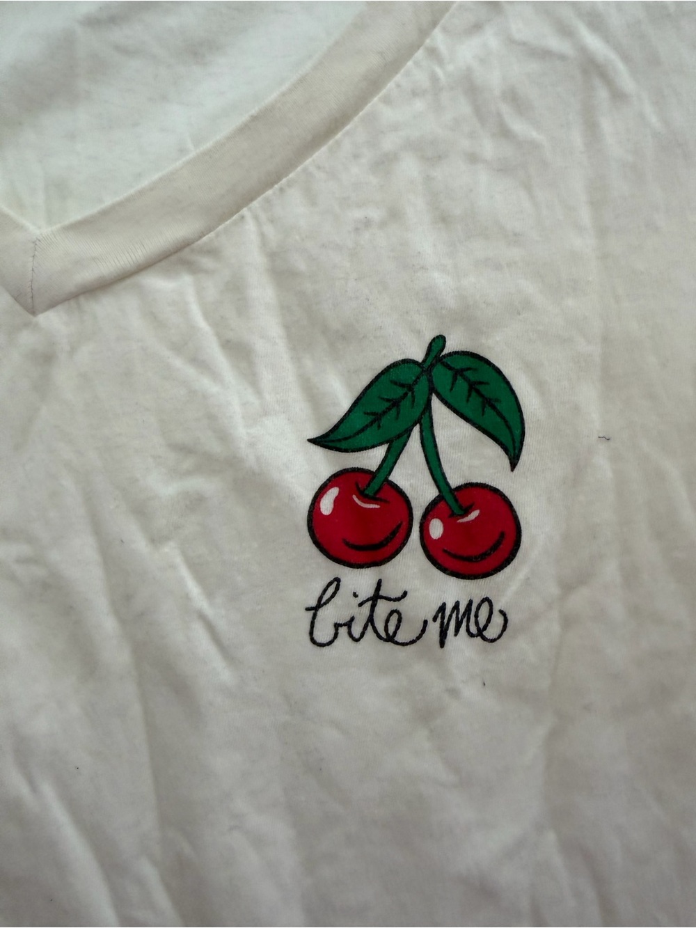 torrid White V-Neck Tee with Cherry Graphic